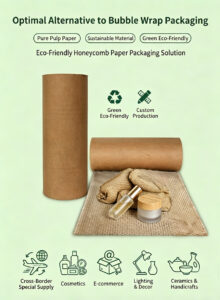 Eco-friendly honeycomb kraft paper packaging as an optimal alternative to bubble wrap, ideal for logistics and shipping protection