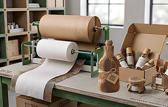 Honeycomb wrapping paper Manual honeycomb paper wrapping machine with kraft paper roll, eco-friendly protective packaging equipment for shipping and logistics