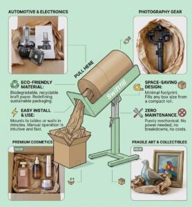 Swiftfill manual kraft paper dispenser for eco-friendly void fill packaging