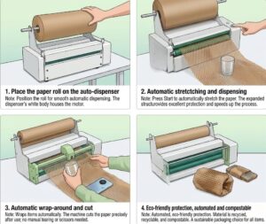 Operation steps of automatic honeycomb paper dispenser for eco protective packaging