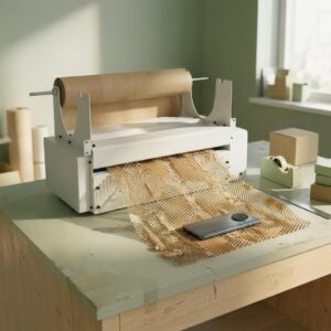 Automatic honeycomb paper dispenser for eco friendly protective packaging